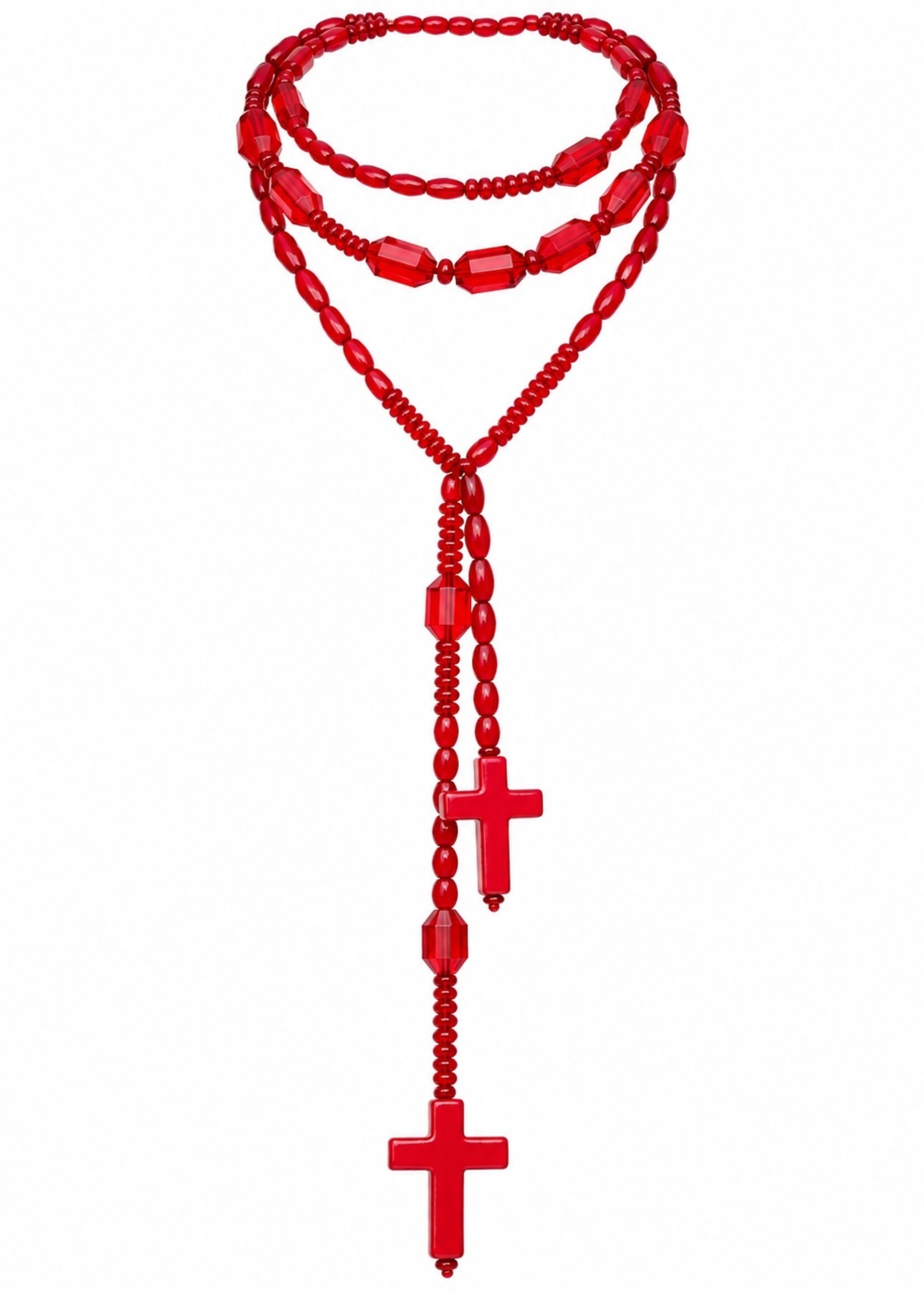 Nakony Red Rebel Cross Necklace | Rode statement ketting 165 cm