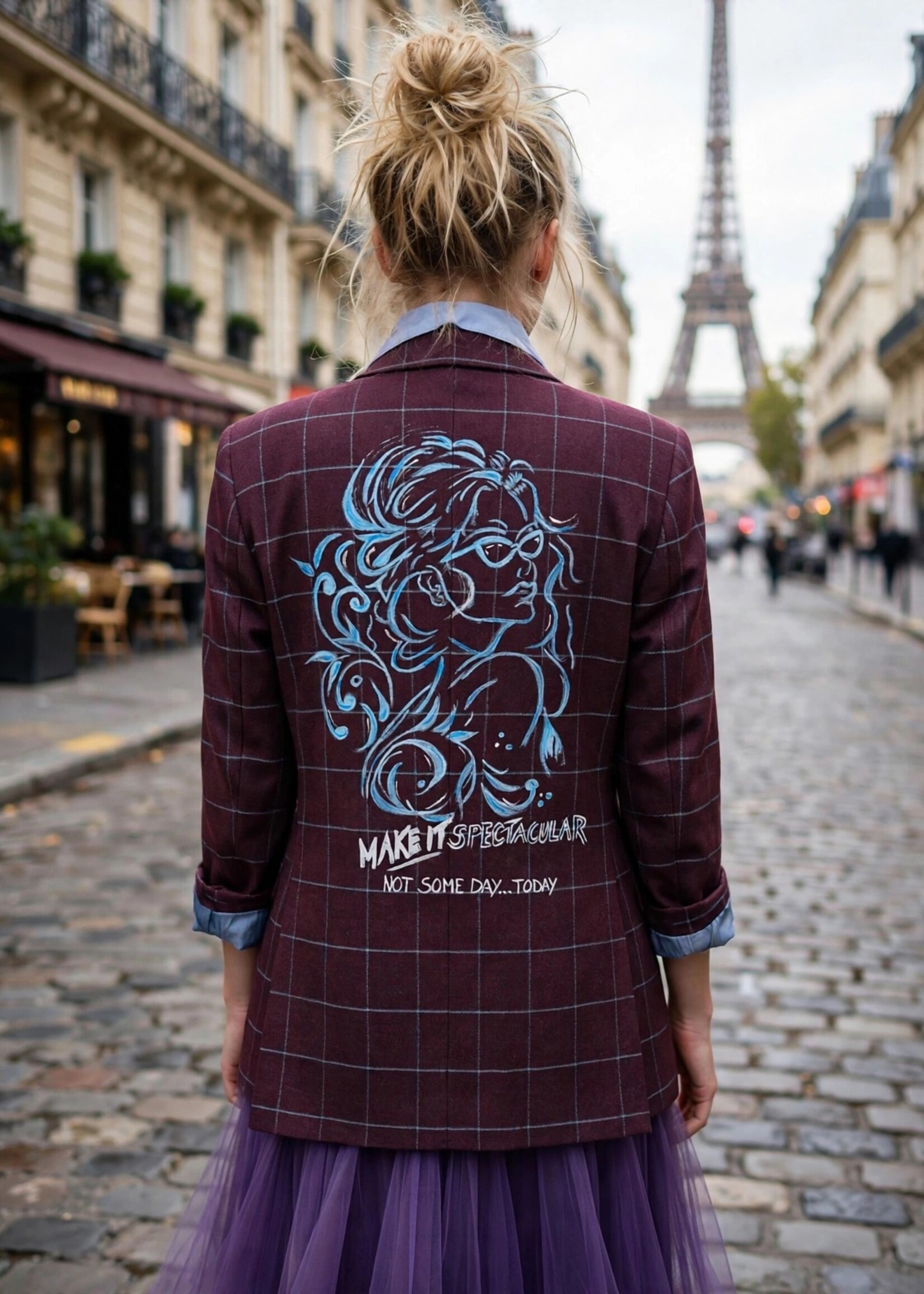 Nakony Make It Spectacular – Handgeschilderde aubergine ruitblazer