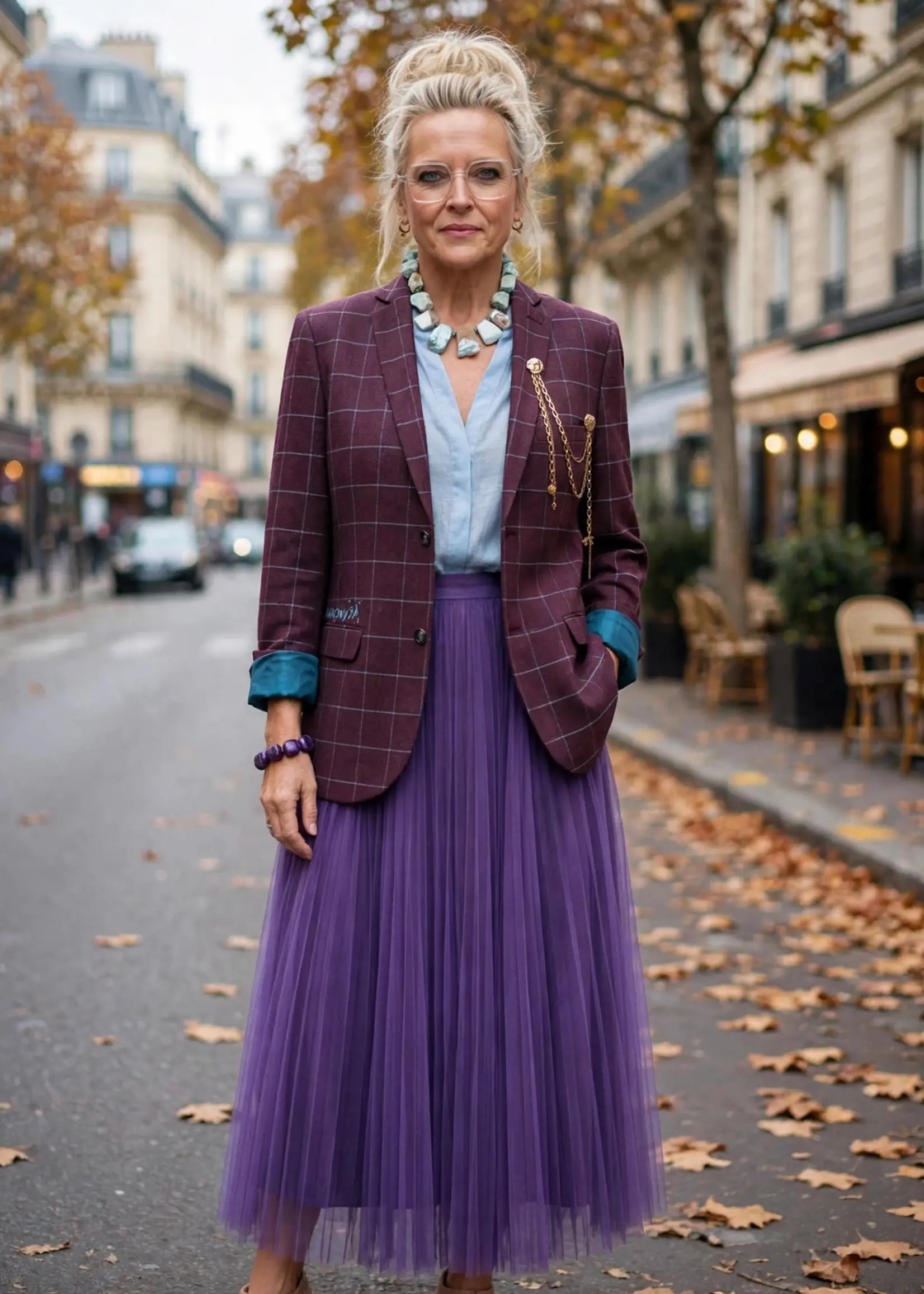 Nakony Make It Spectacular – Handgeschilderde aubergine ruitblazer