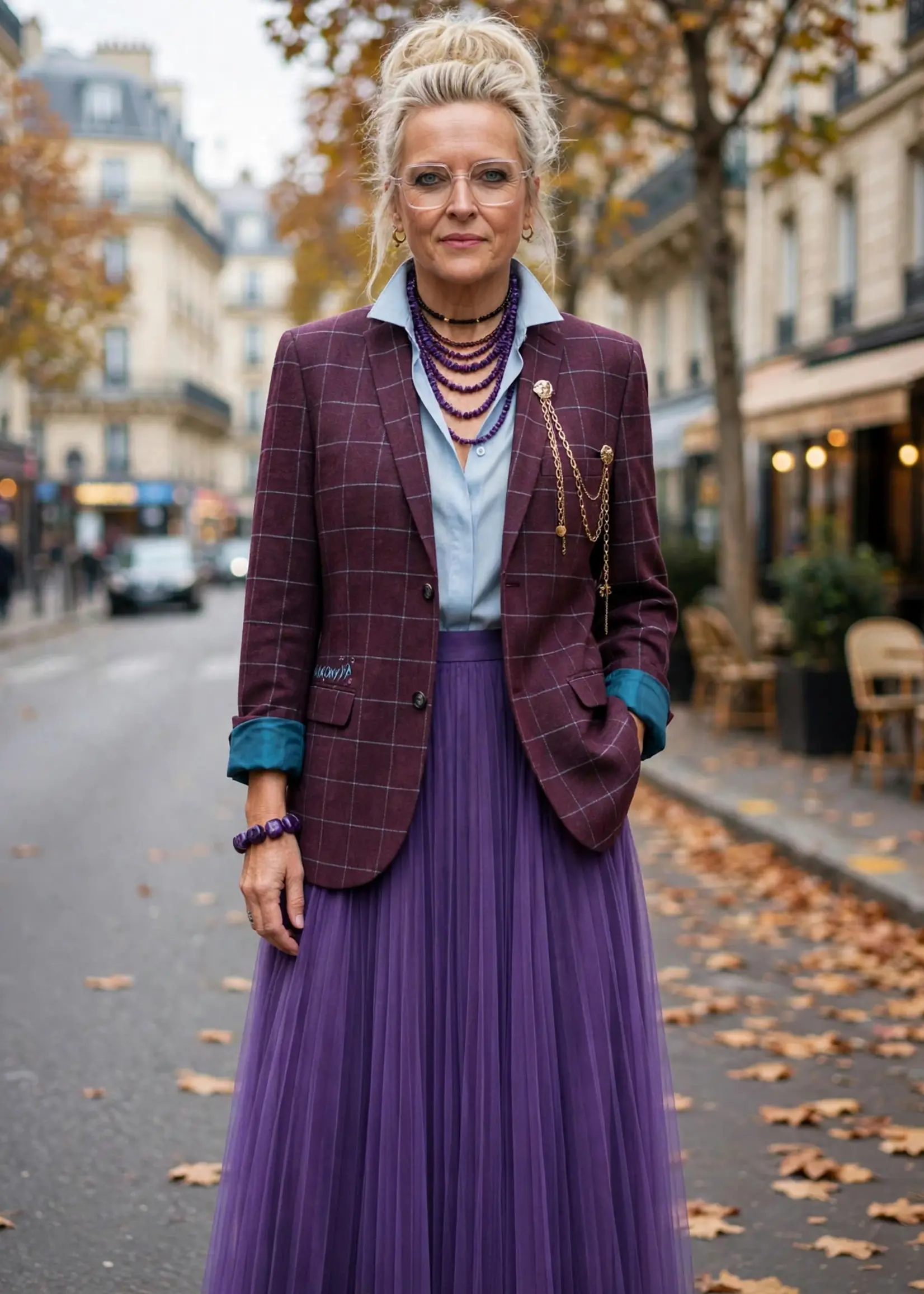 Nakony Make It Spectacular – Handgeschilderde aubergine ruitblazer