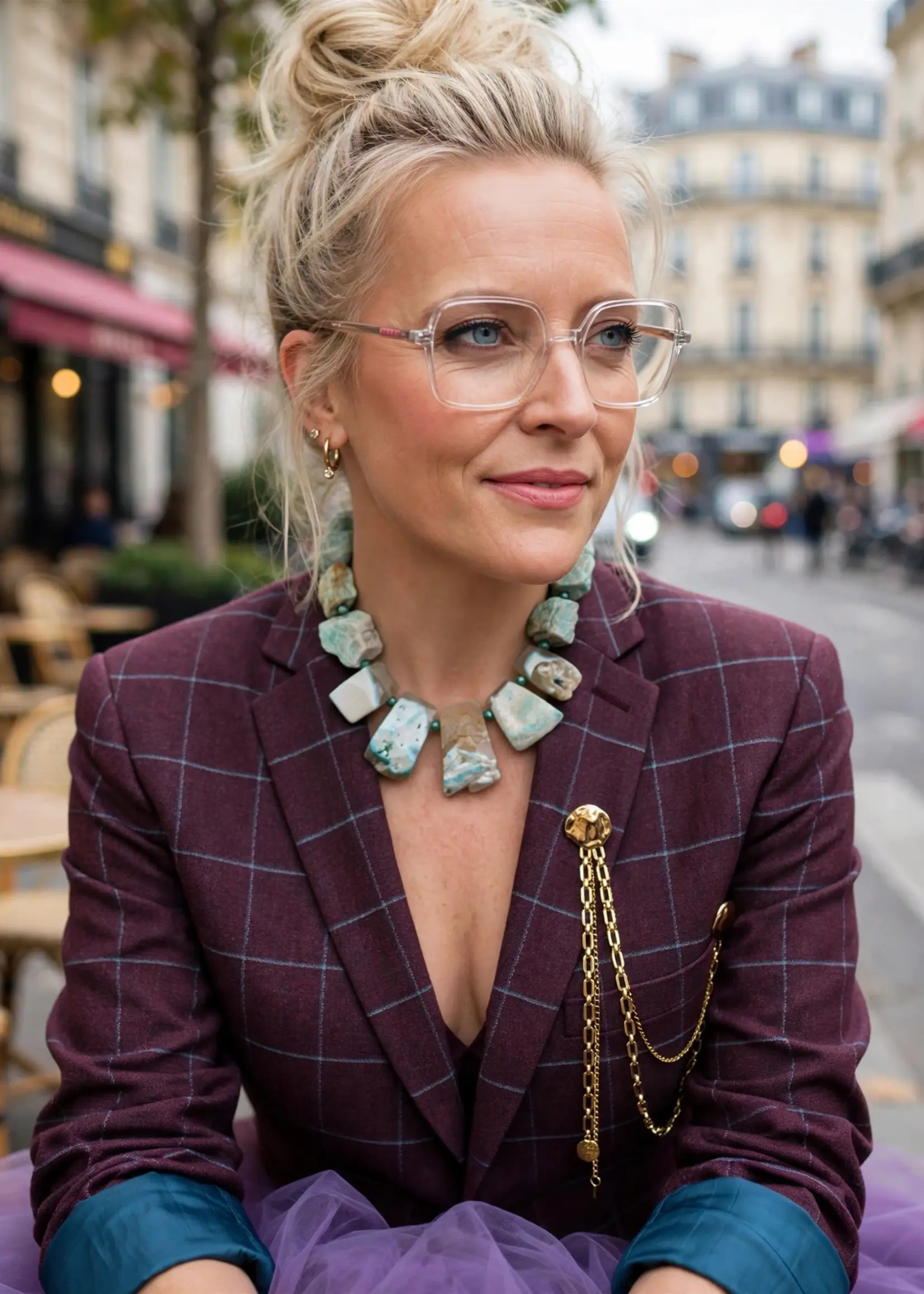 Nakony Make It Spectacular – Handgeschilderde aubergine ruitblazer