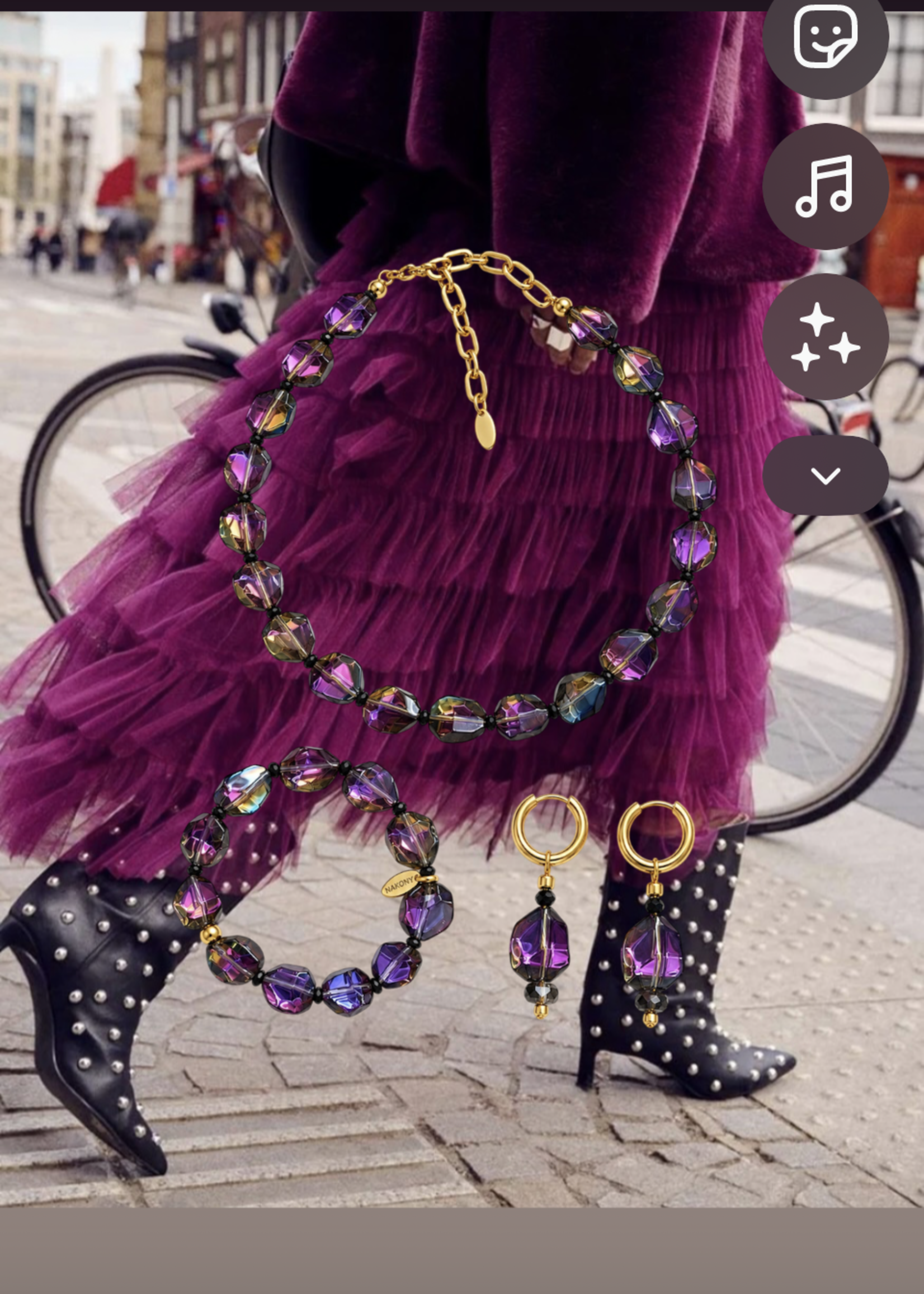 Nakony Aura Set - Multicolor Aurora Statement Set - Ketting, Armband & Oorbellen