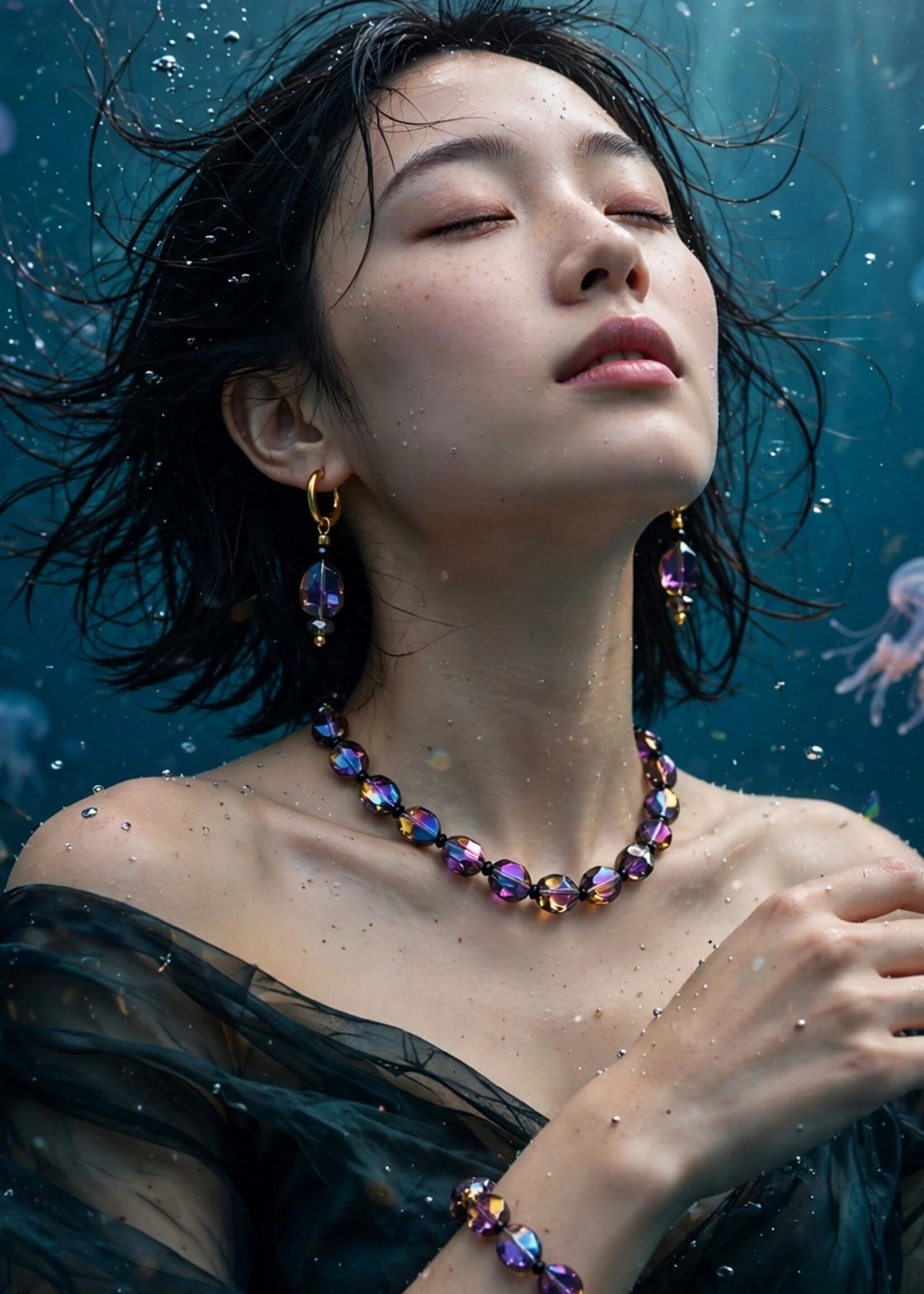 Nakony Aura Set - Multicolor Aurora Statement Set - Ketting, Armband & Oorbellen
