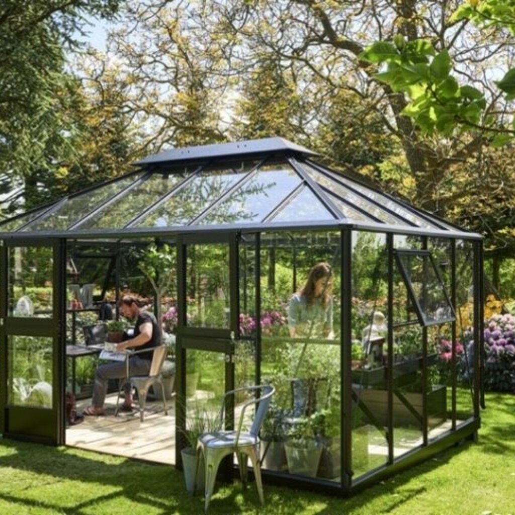 Juliana Prieel Grand Oase 18,8 antracietgrijs gecoat, 368X511 CM (BXL) 195/306 CM (H)