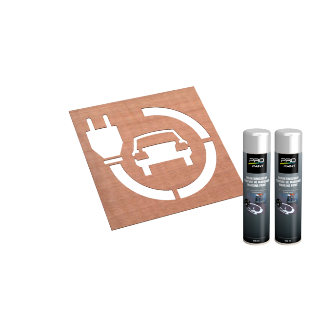 Wegmarkering sjabloon set (oplaadpunt) voor auto opladen