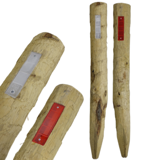 Reflectorpaal Kastanjehout met reflector rood/wit 120cm