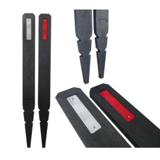 Bermpaal kunststof zwart met reflector rood/wit