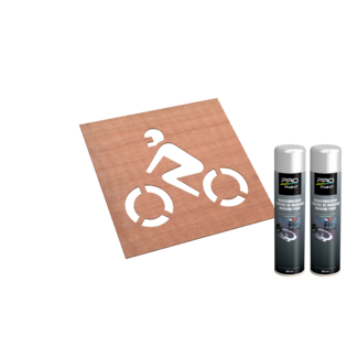 Wegmarkering sjabloon set (Motor parkeervak) met wegenverf