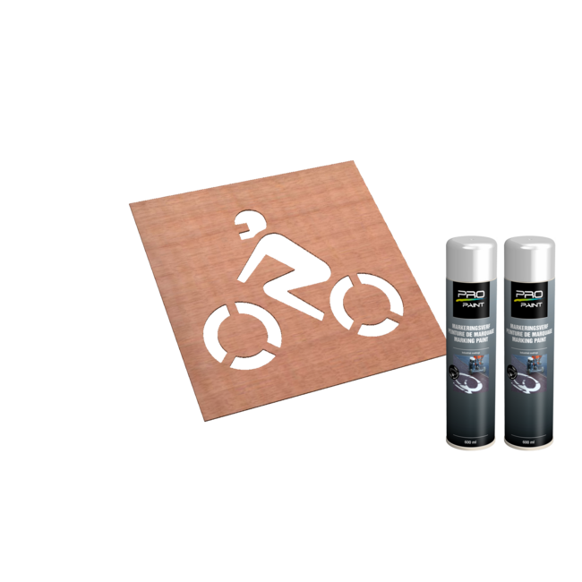 Wegmarkering sjabloon set (Motor parkeervak) met wegenverf