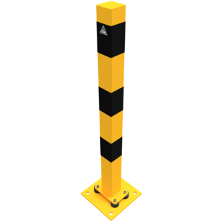 Beschermpaal 70x70 mm geel/zwart 100 cm met kantelbare voetplaat