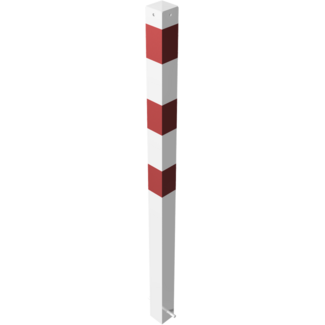 Afzetpaal rood-wit 70 x 70 mm met grondanker of bodemplaat