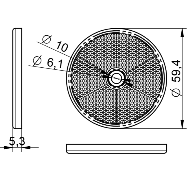 Traffictotaal REFLECTOR WIT ROND 60mm
