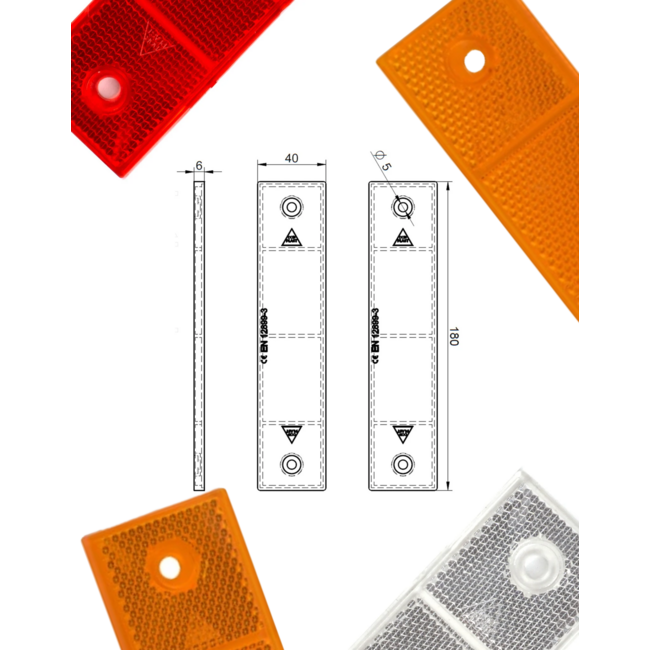 Traffictotaal REFLECTOR ROOD 180mm x 40mm