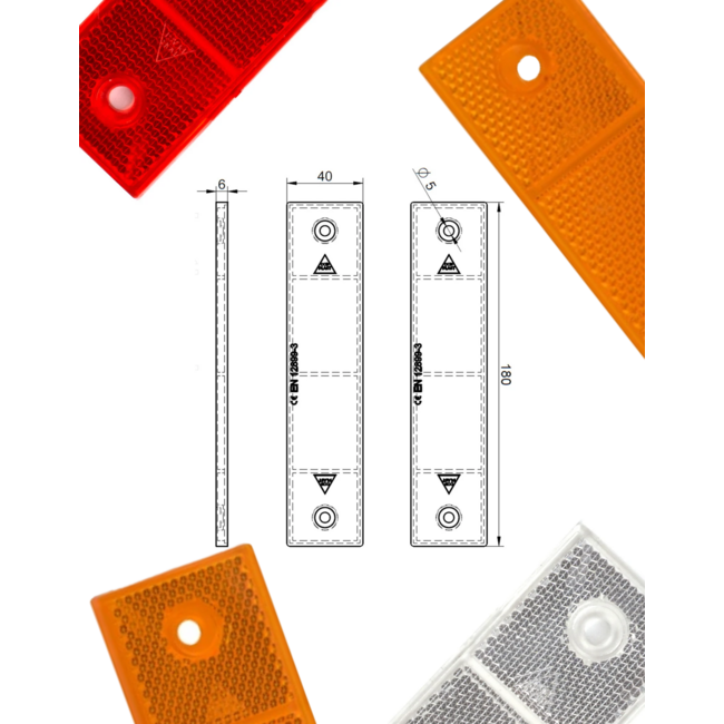 Traffictotaal REFLECTOR ORANJE 180mm x 40mm