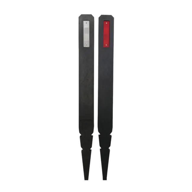 Bermpaal kunststof zwart met reflector rood/wit