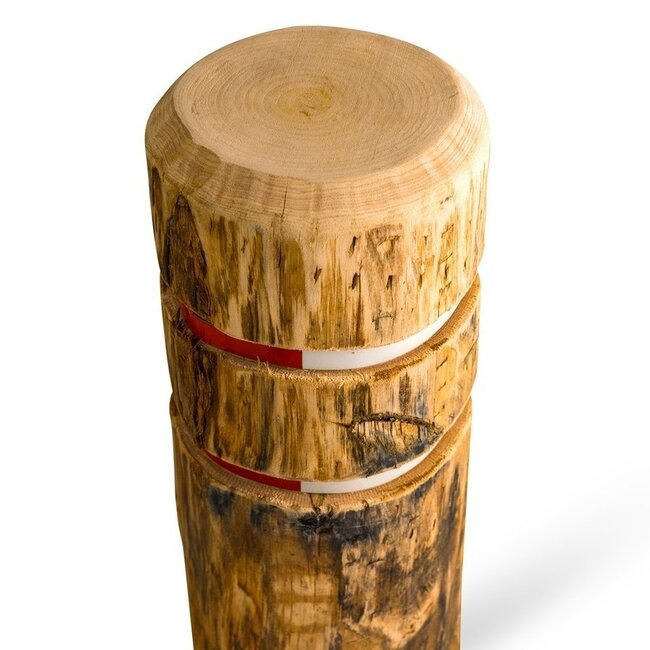 Traffictotaal Diamantkoppaal markeringspaal kastanje hout 130 cm hoog - met rood witte reflectie