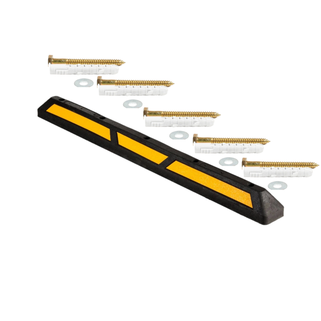 Varkensrug rubber zwart/geel - 176cm - dubbelzijdig - reflecterend