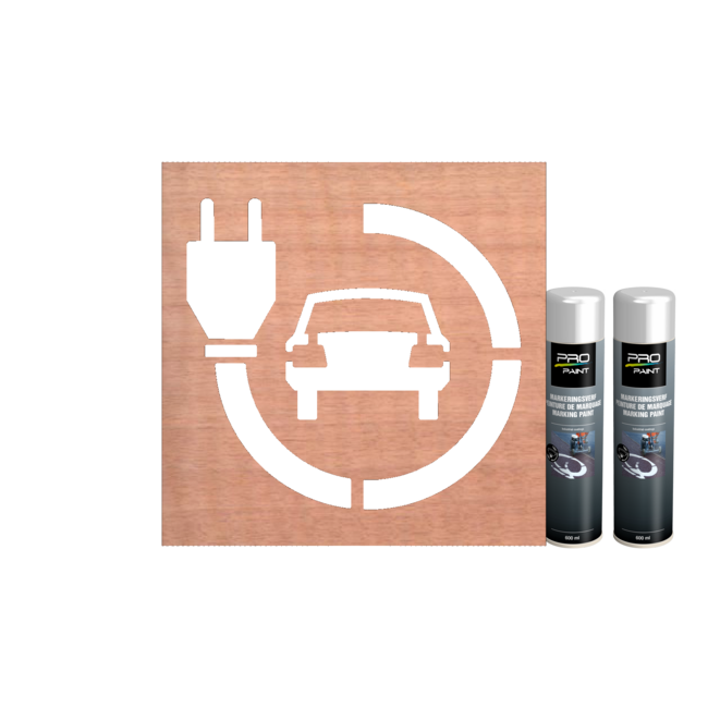 Wegmarkering sjabloon set (oplaadpunt) voor auto opladen