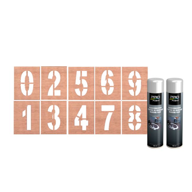 Wegmarkering sjabloon (Parkeervaknummering 30cm cijfers)