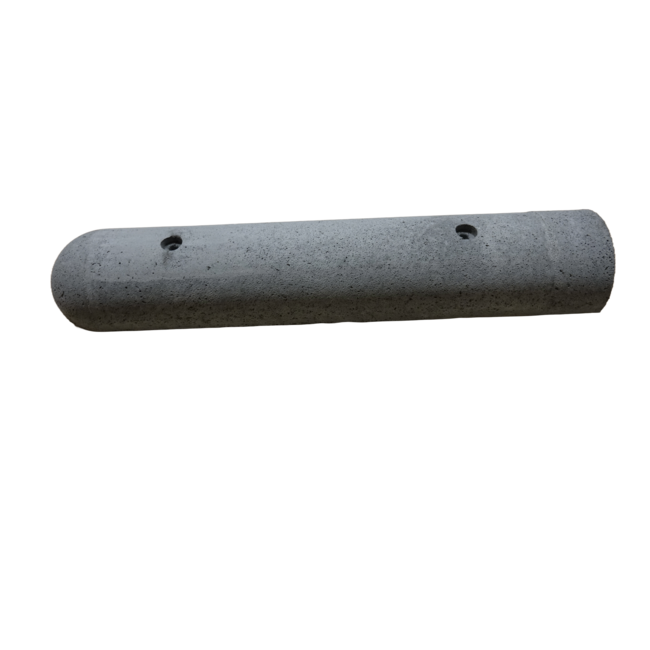 Varkensrug beton 1 kant rond en 1 kant recht grijs met montage gaten