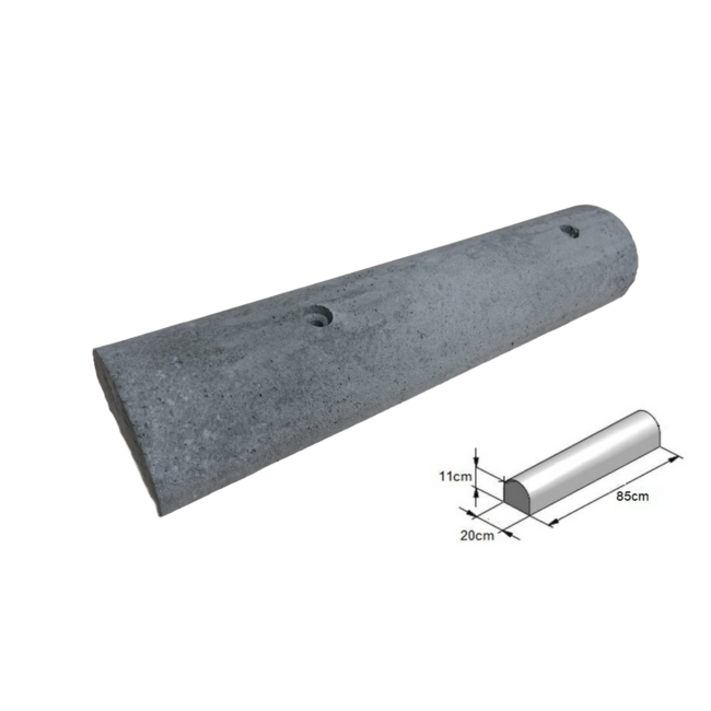 Traffictotaal Varkensrug beton RECHT grijs met montage gaten