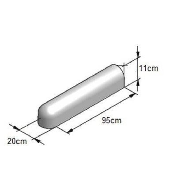 Varkensrug beton 1 kant rond en 1 kant recht grijs