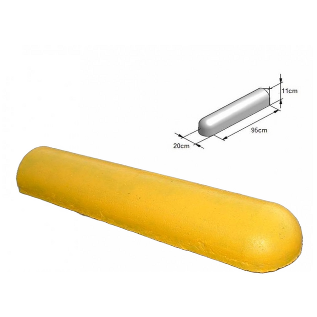 Varkensrug beton 1 kant rond en 1 kant recht geel