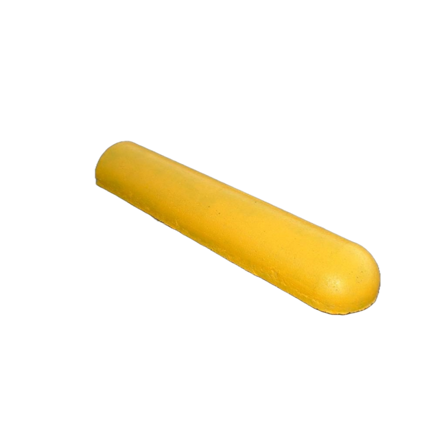 Traffictotaal Varkensrug beton 1 kant rond en 1 kant recht geel