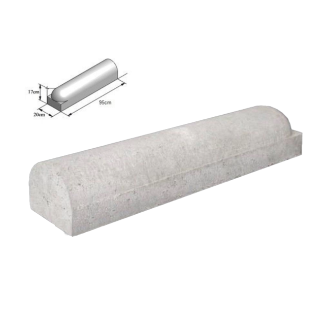 Stootbanden 1 kant rond en 1 kant recht grijs - met voet