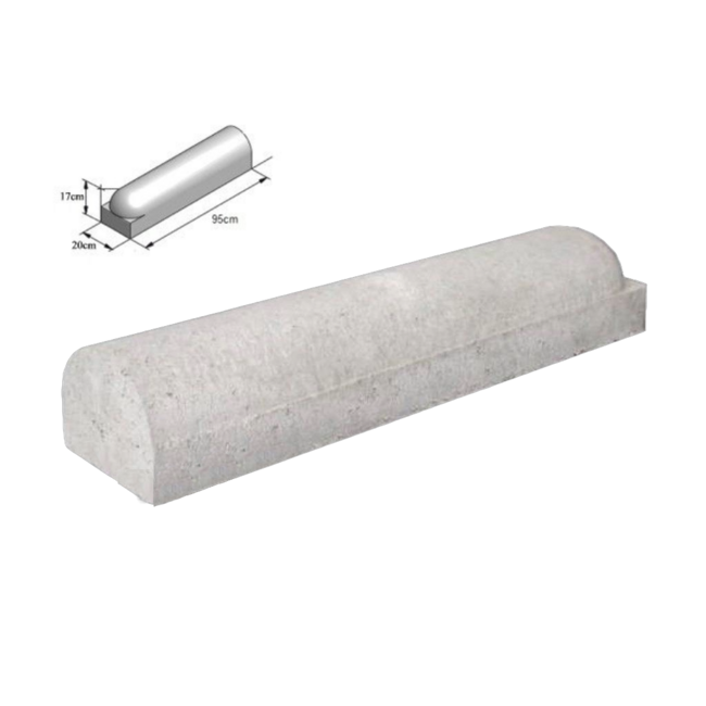 Traffictotaal Stootbanden 1 kant rond en 1 kant recht grijs - met voet