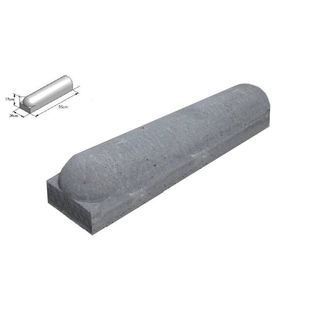 Stootbanden 1 kant rond en 1 kant recht antraciet - met voet