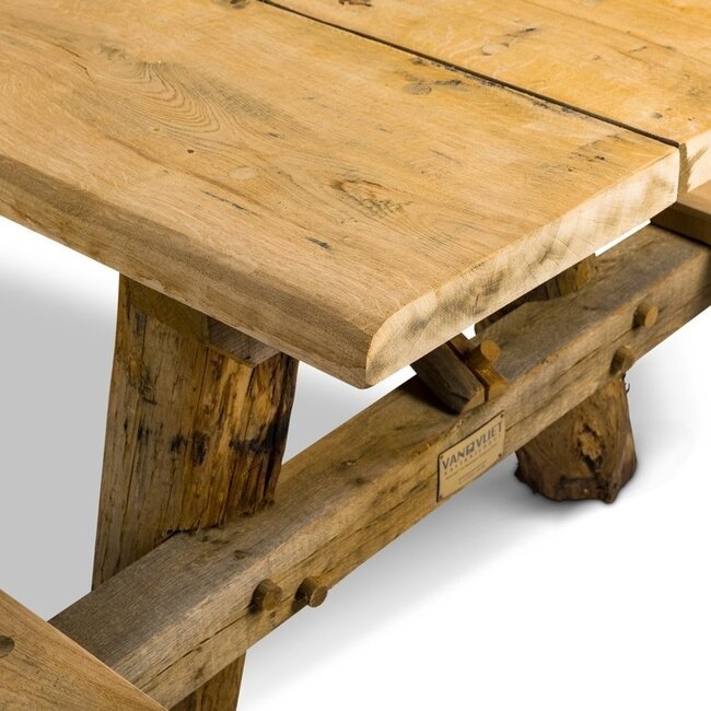 Boomstam picknicktafel kastanje en eiken - 200cm lengte