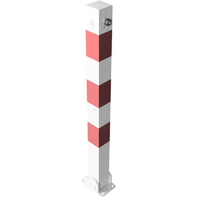 Afzetpaal rood-wit neerklapbaar met slot