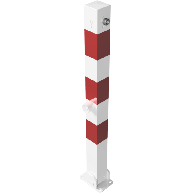 Afzetpaal rood-wit neerklapbaar met slot