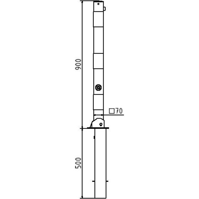 Afzet/antiparkeerpaal 70x70mm rood-wit neerklapbaar en uitneembaar