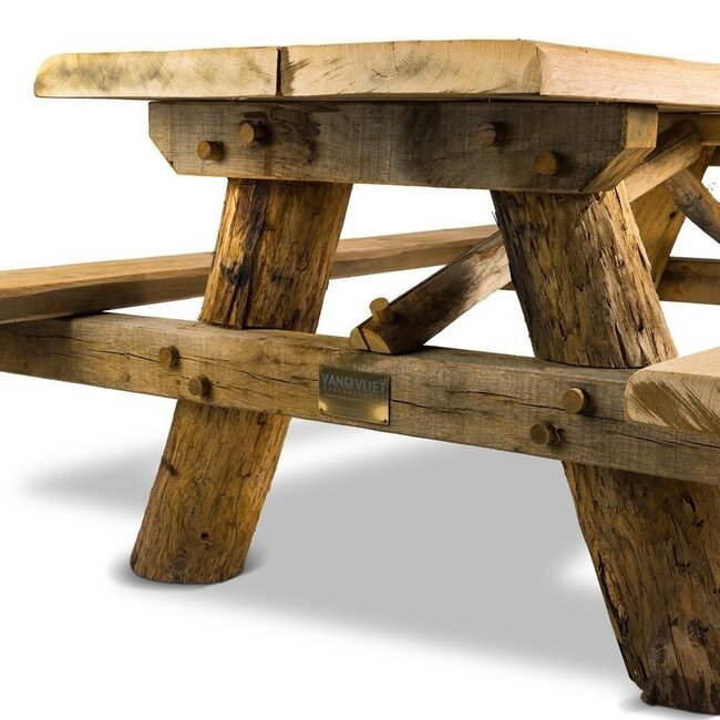 Boomstam picknicktafel kastanje en eiken - 400cm lengte