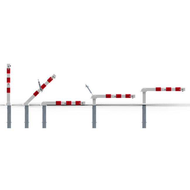 Afzet/antiparkeerpaal 70x70mm rood-wit neerklapbaar en uitneembaar