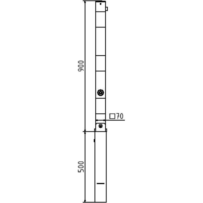 Afzet/antiparkeerpaal 70x70mm met hef-kantelmechanisme