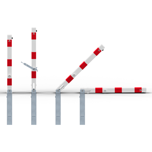 Afzet/antiparkeerpaal 70x70mm met hef-kantelmechanisme