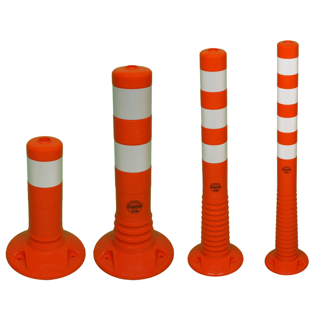 Afzetpaal Ø80mm oranje-wit flexibel kunststof