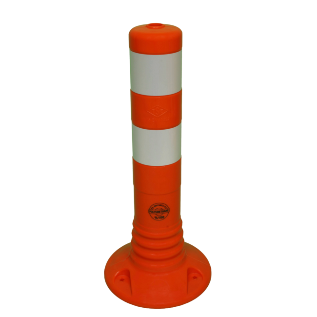 Afzetpaal Ø80mm oranje-wit flexibel kunststof