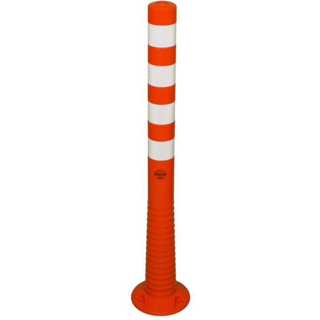 Afzetpaal Ø80mm oranje-wit flexibel kunststof