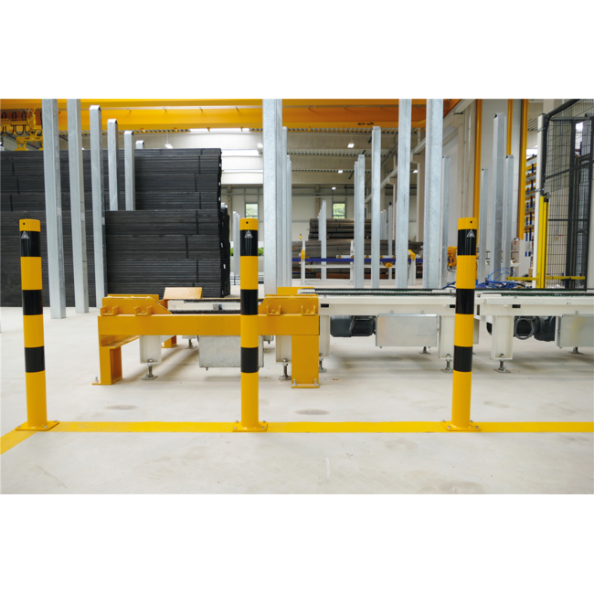 Beschermpaal Ø89mm geel/zwart 90cm met verschillende montageopties