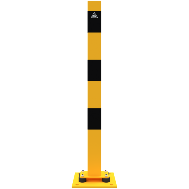 Beschermpaal 70x70 mm geel/zwart 100 cm met kantelbare voetplaat