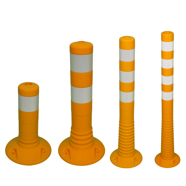 Afzetpaal Ø80mm geel-wit flexibel kunststof