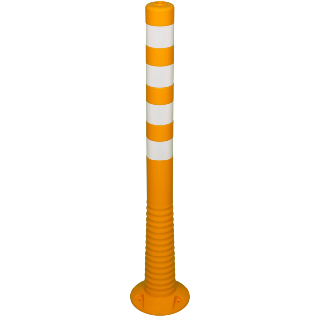 Afzetpaal Ø80mm geel-wit flexibel kunststof