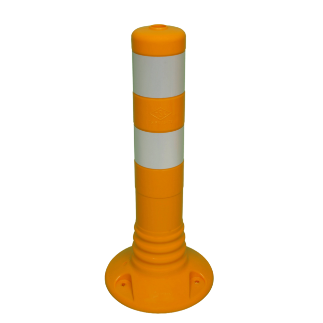 Afzetpaal Ø80mm geel-wit flexibel kunststof