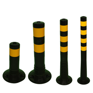 Afzetpaal Ø80mm zwart-geel flexibel kunststof