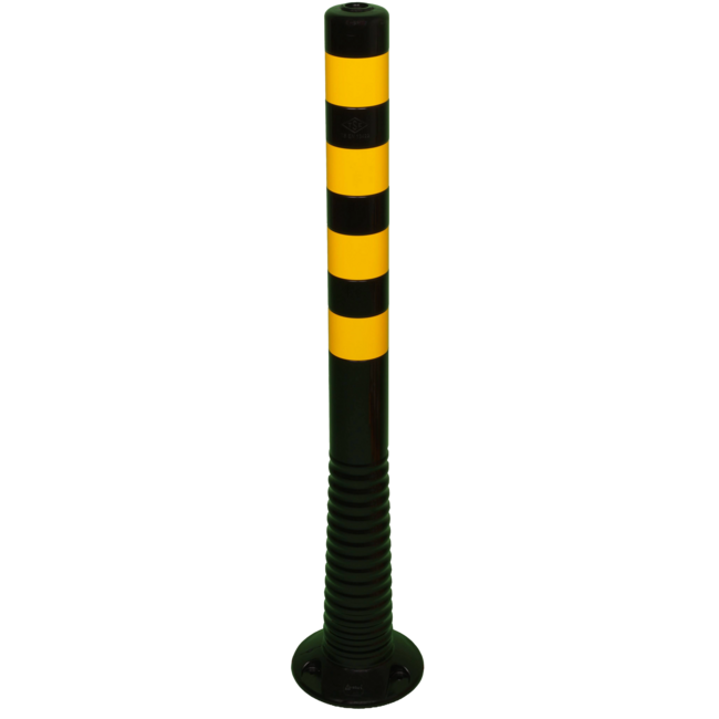Afzetpaal Ø80mm zwart-geel flexibel kunststof