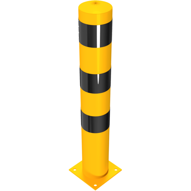 Rampaal geel/zwart Ø 152mm met voetplaat | lengte 1000 mm